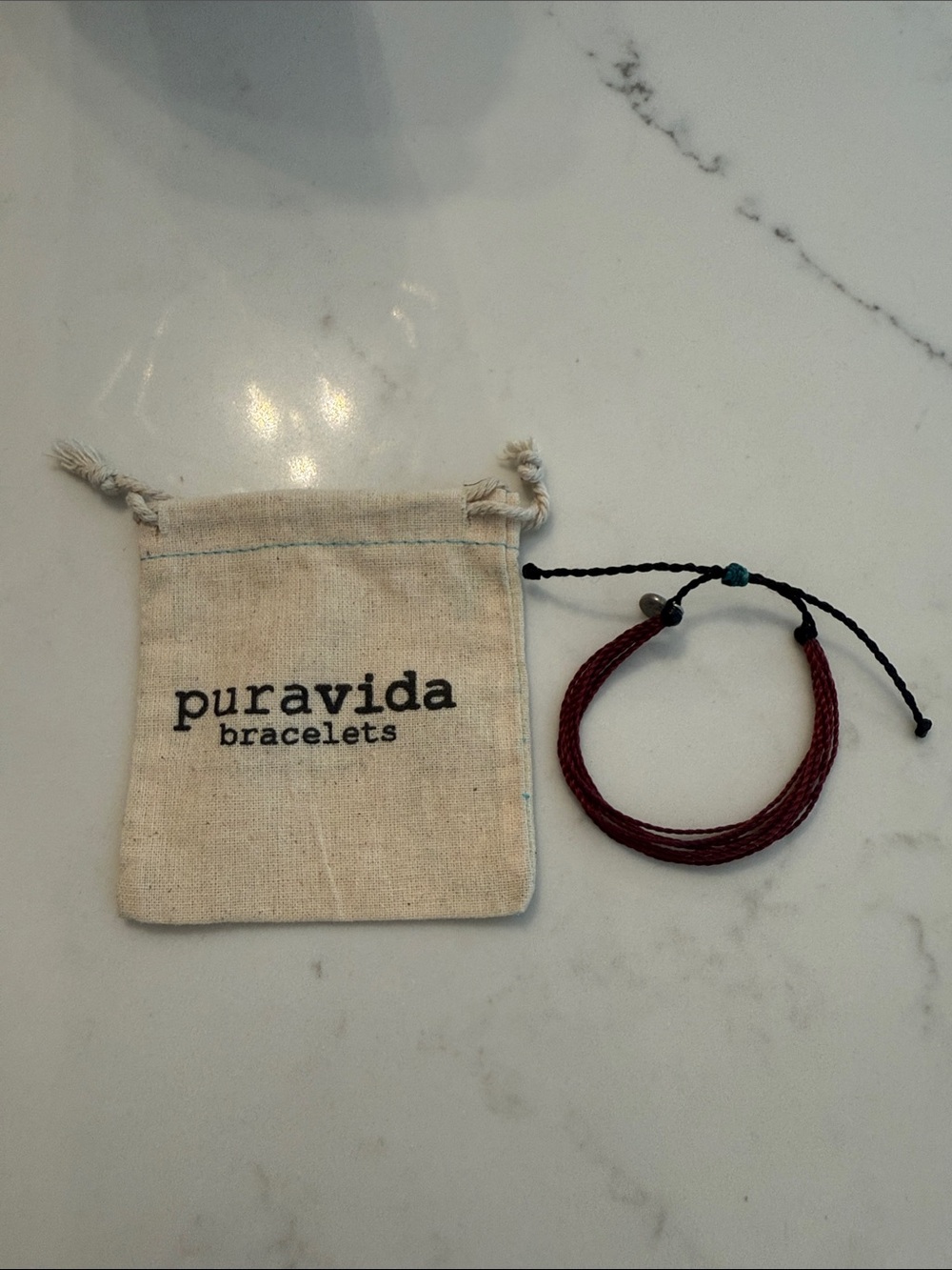 Pura Vida Burgundy Braided Adjustable Bracelet